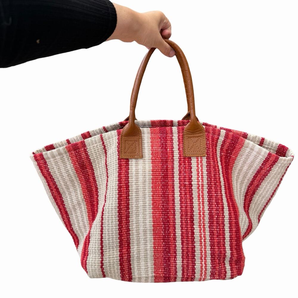 Garnet Hill Woven Cotton Rug Tote Bag/Storage Basket